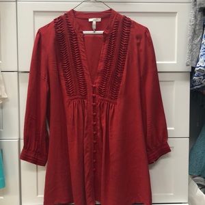 Red silk joie blouse.